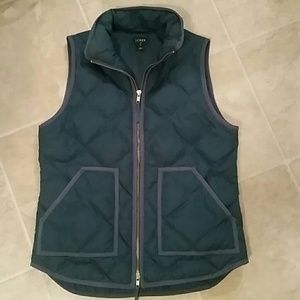 Jcrew Quilted Down Vest - Hunter green